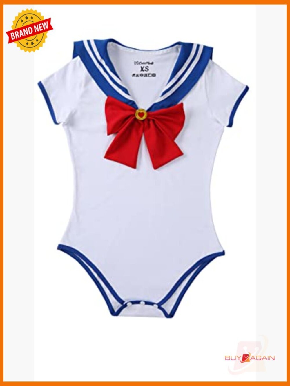 Button Front Romper Bodysuit with Attached Skirt, Adult Cosplay Onesie - Picture 6 of 7